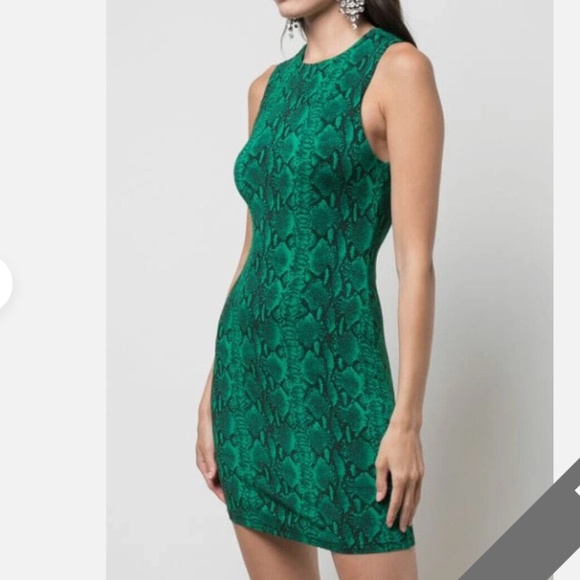 Alice + Olivia Delora Dress Green Snake Print EUC - Picture 2 of 8